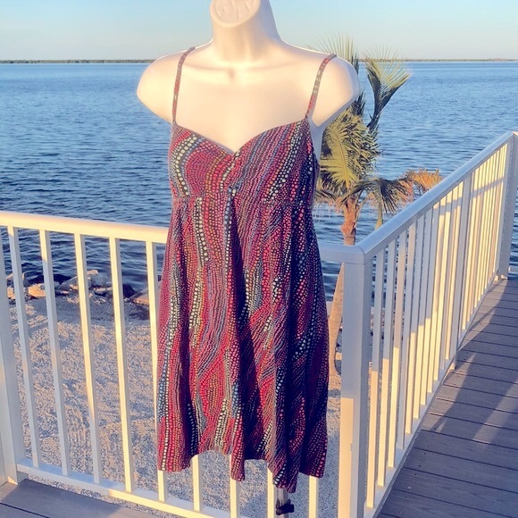 HURLEY SUNDRESS•MULTI COLOR DOTS•CUTOUT IN BACK•sz M (junior) - Picture 5 of 16